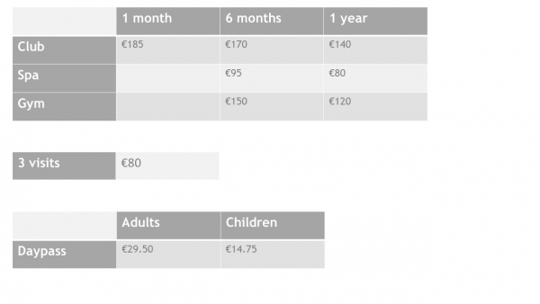 Prices new memberships as of 1 1 2019